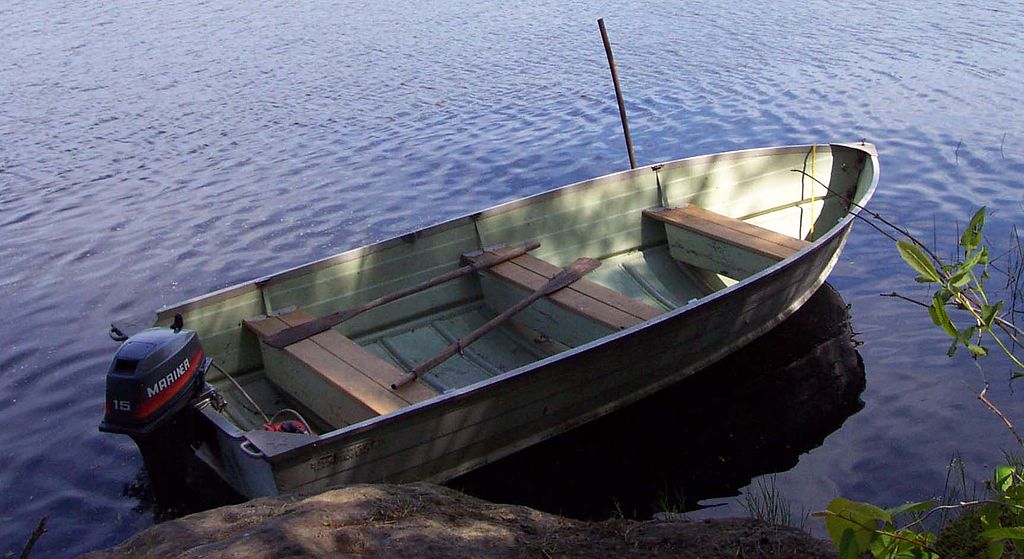 Aluminum boat on water