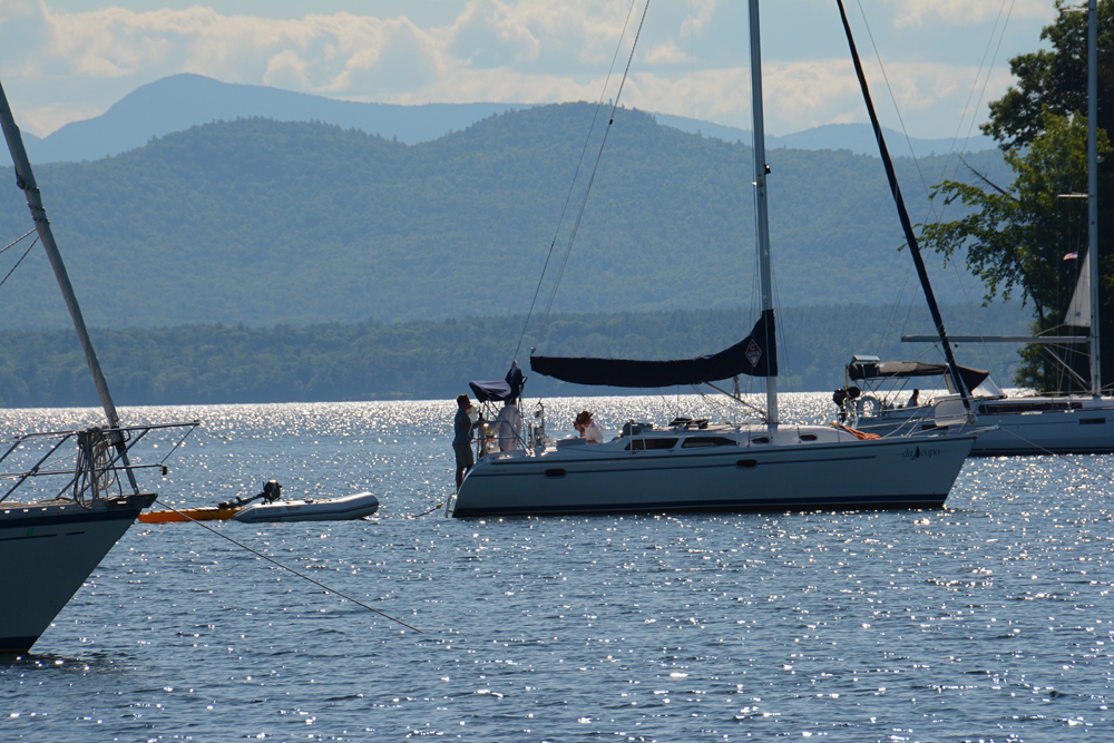 boat on Lake Champlain