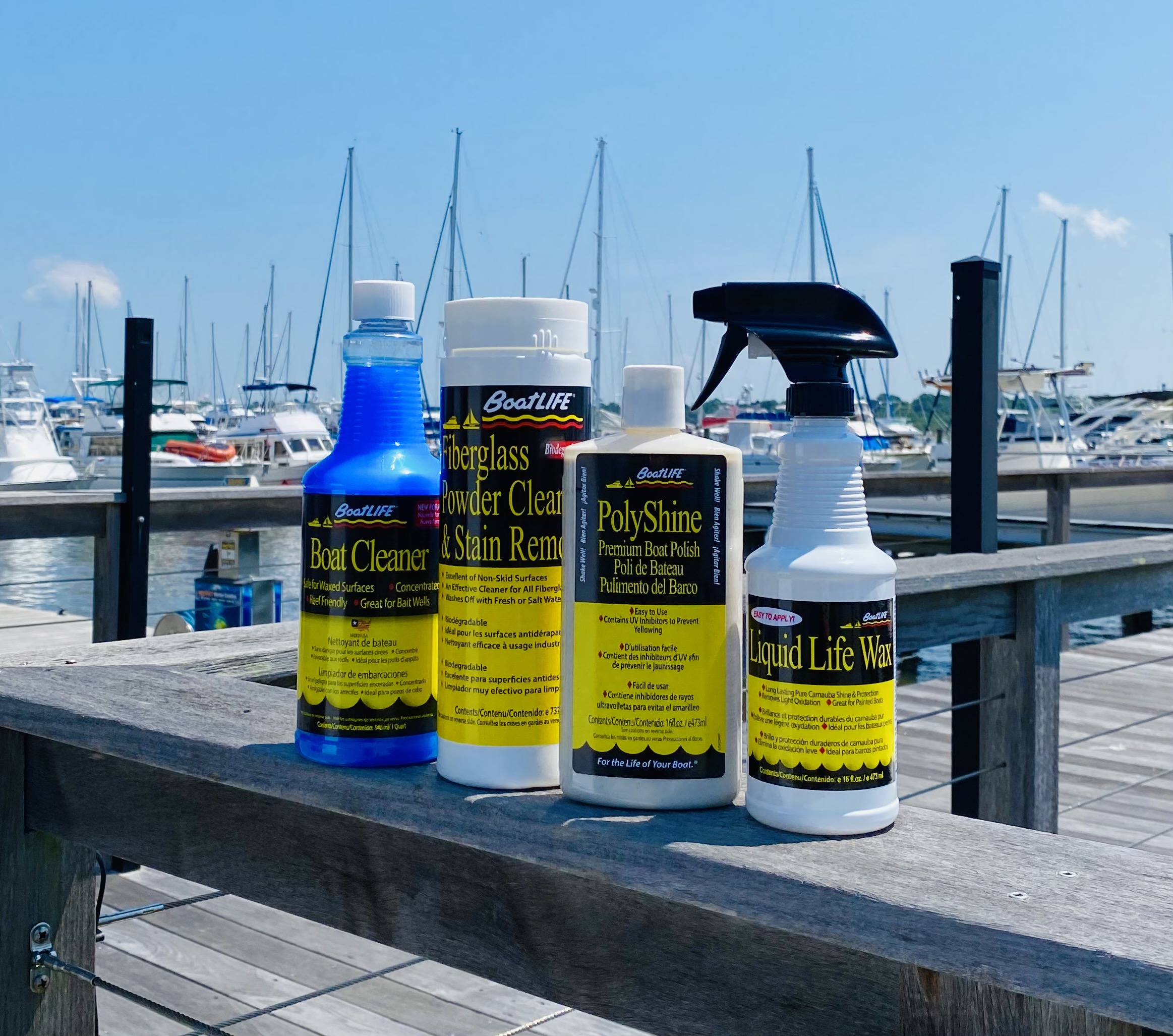 Boat Cleaner, Fiberglass Powder Clean and Stain Remover, PolyShine and Liquid Life Wax photo